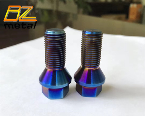 Auto wheel stud lock bolts Burnt Blue Color Gr5 titanium wheel lug bolts